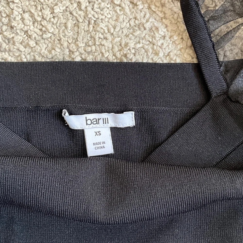 Bar III Black Top with Sheer Sleeves - Picture 4 of 5